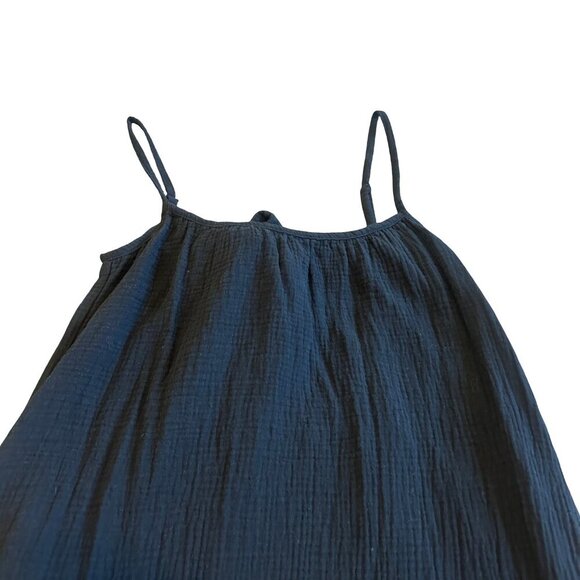 Sol Los Angeles Black Gauze Midi Dress Spaghetti Strap Tie Back Size XS Small - Picture 3 of 12